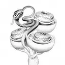 Snake on a pomegranate tree tattoo design idea