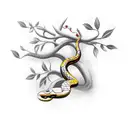 Snake on a pomegranate tree tattoo design idea