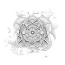 a fractal interconnecting between the universe and a cell tattoo design idea