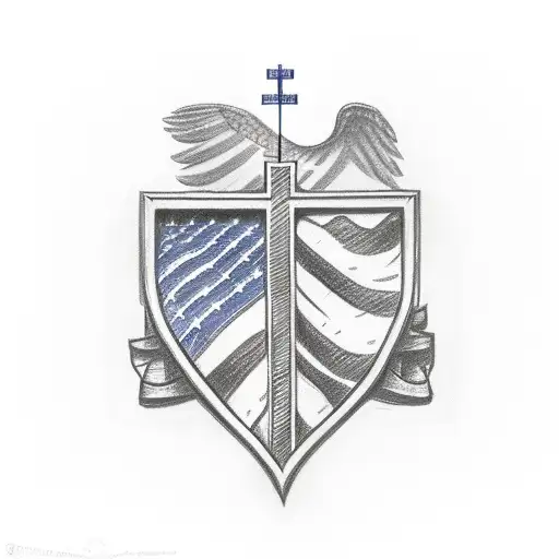 Christian Cross, American Flag, Eagle, New river gorge bridge in West Virginia  tattoo design idea