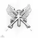 Christian Cross, American Flag, Eagle, New river gorge bridge in West Virginia  tattoo design idea