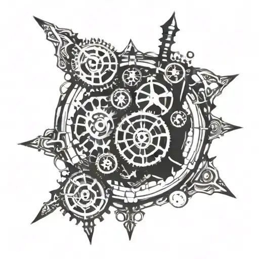 steampunk walknut tattoo design idea