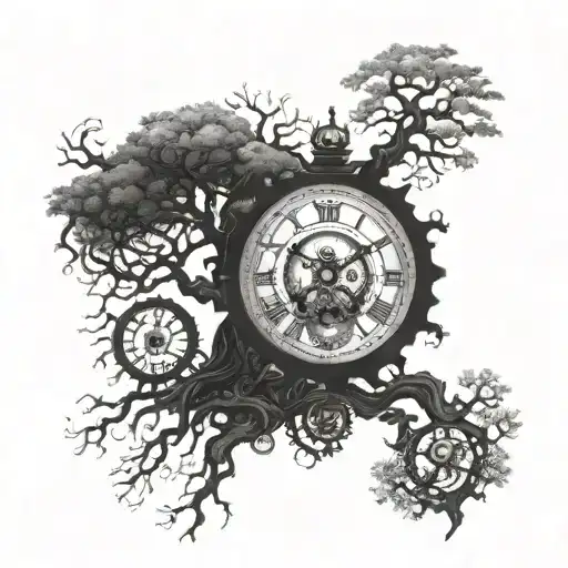 Steampunk and Yggdrassil tattoo design idea