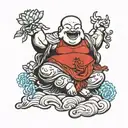 happy laughing buddha tattoo design idea