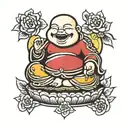 happy laughing buddha tattoo design idea