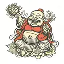 happy laughing buddha tattoo design idea