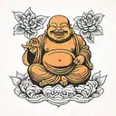 happy laughing buddha tattoo design idea