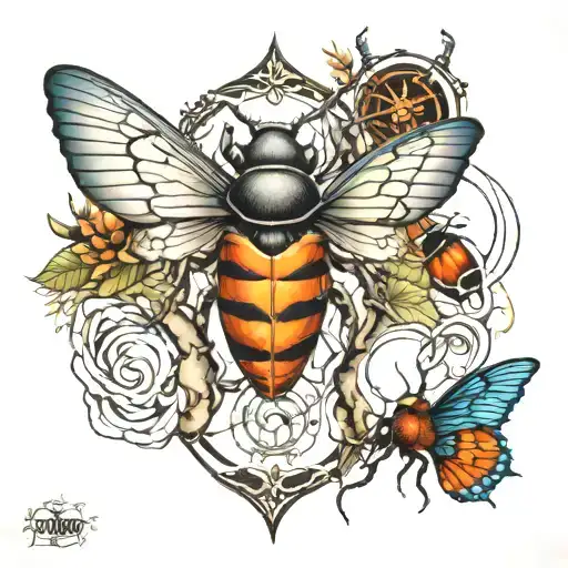 bugs, stethiscope, harley, fish   tattoo design idea