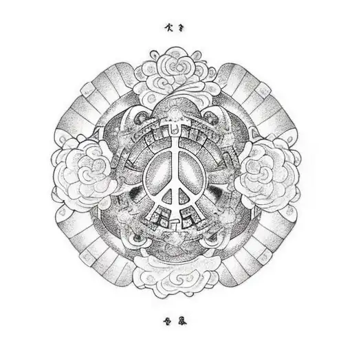 peace love and prosperity with Cecilia in the middle of it tattoo design idea