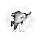 fish scales, waves, sun tattoo design idea