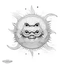 fish scales, waves, sun tattoo design idea