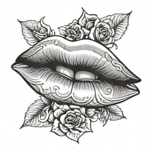 Lips and Lipstick design featuring tattoo design idea