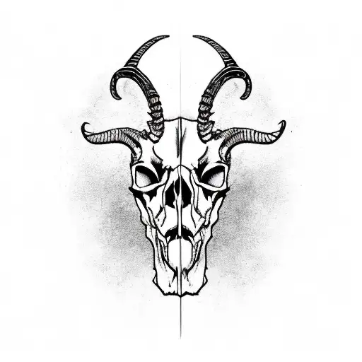 black goat skull tattoo design idea