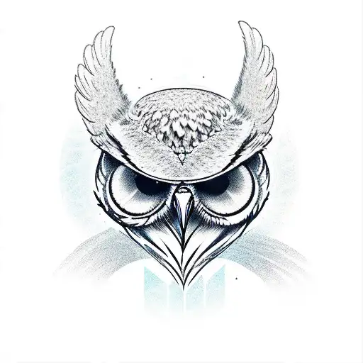 owl with skull tattoo design idea