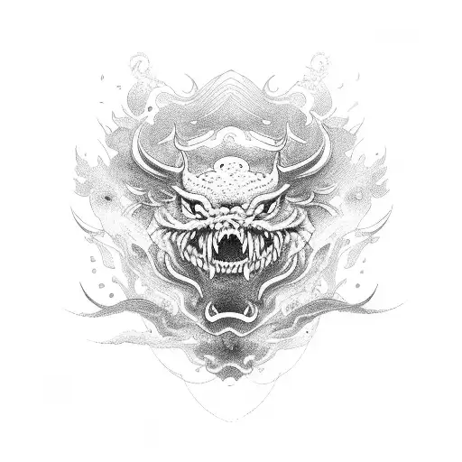 小龙 written horizontally  tattoo design idea