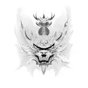 小龙 written horizontally  tattoo design idea