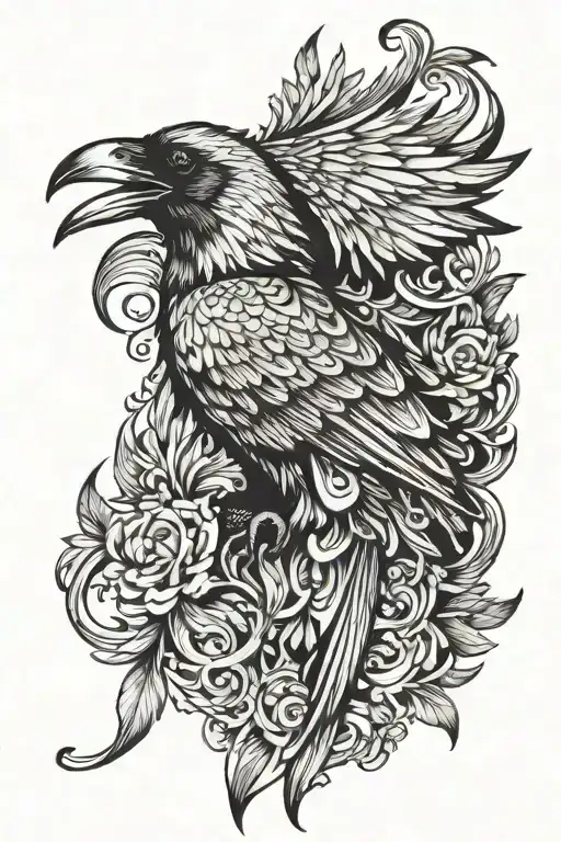 One of the raven's wings tattoo design idea