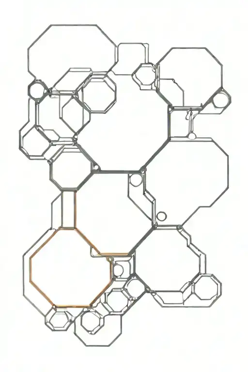 evenly spaced hexagons with futuristic details tattoo design idea