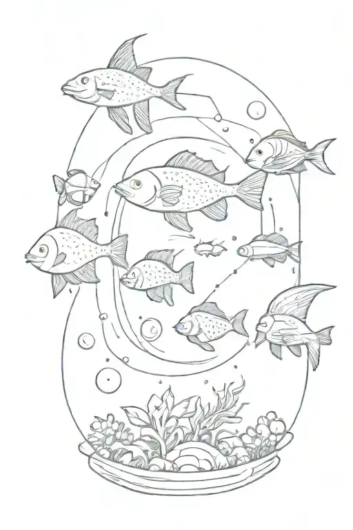 aquarium zodiac symbol intertwined with technology stuff tattoo design idea