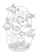 aquarium zodiac symbol intertwined with technology stuff tattoo design idea