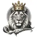 lion with crown tattoo design idea