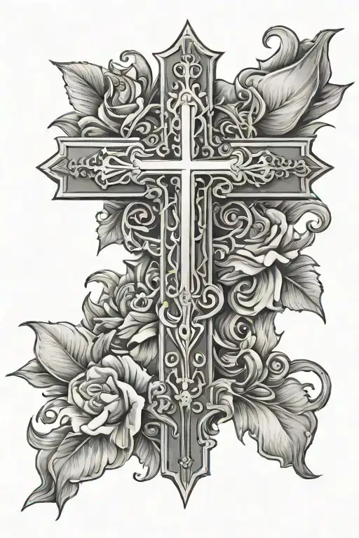 cross, faith, lips tattoo design idea