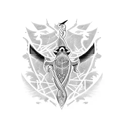 An elegant silhouette of an A4 Fightinghawk with intricate blackwork details tattoo design idea