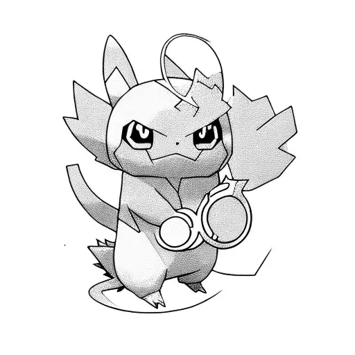 The pokemon Shinx holding a Karambit knife tattoo design idea