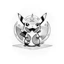The pokemon Shinx holding a Karambit knife tattoo design idea