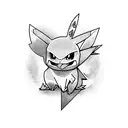 The pokemon Shinx holding a Karambit knife tattoo design idea