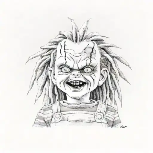 Chucky with dreadlocks and gold teeth  tattoo design idea