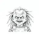 Chucky with dreadlocks and gold teeth  tattoo design idea