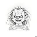 Chucky with dreadlocks and gold teeth  tattoo design idea