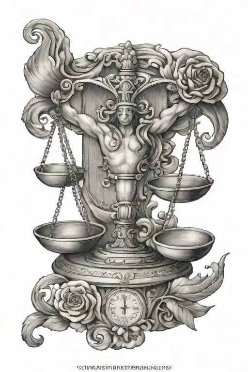 libra scale, J, Alina tattoo design idea