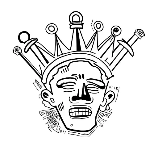 Basquiat crown and word MADE tattoo design idea