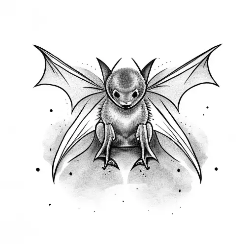 cute bat tattoo design idea