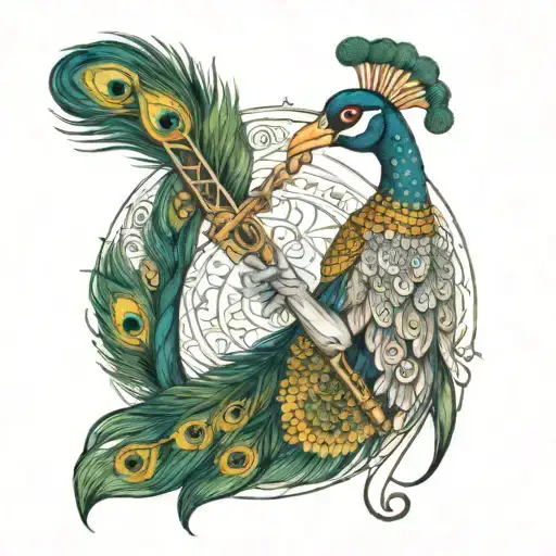 Krishna's flute and peacock's feather  tattoo design idea