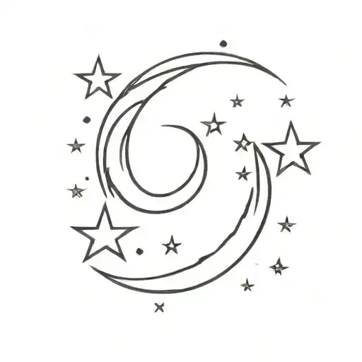 half moon and star  tattoo design idea