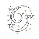 half moon and star  tattoo design idea