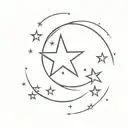 half moon and star  tattoo design idea