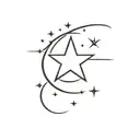 half moon and star  tattoo design idea