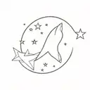 half moon and star  tattoo design idea