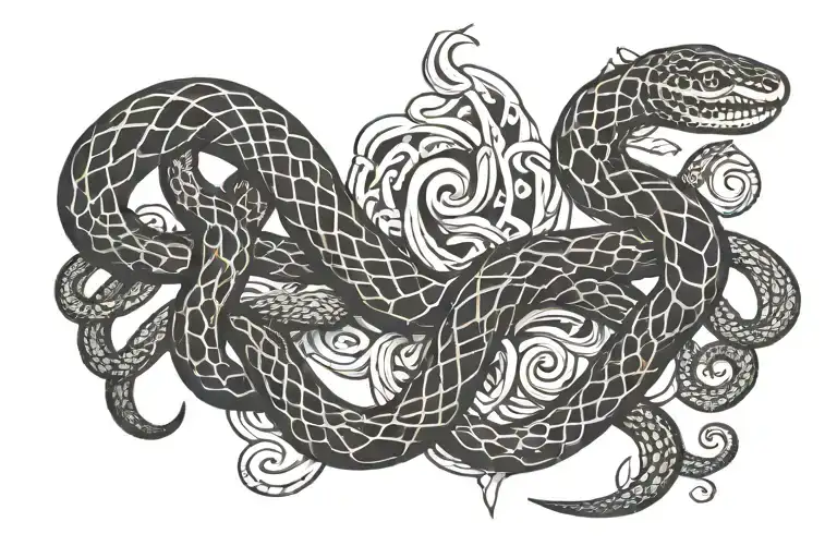 symetrical snakes facing off tattoo design idea