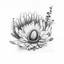 Mandela dog paw with flowers  tattoo design idea