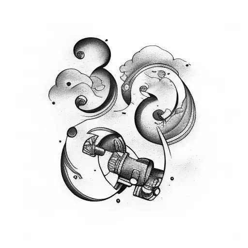 arm tattoo with lines date and clouds tattoo design idea