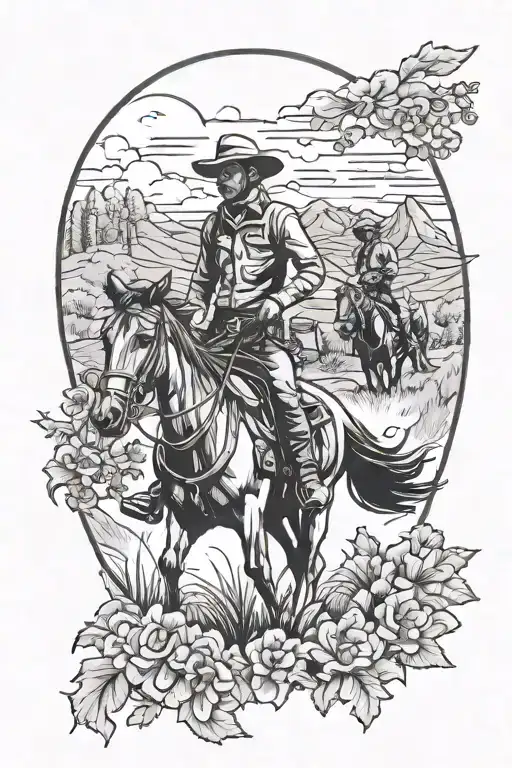 country western theme cowboys and nature   tattoo design idea