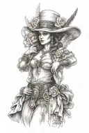 Can you get a tattoo idea with seven Spanish angels, que sera and a country western theme tattoo design idea