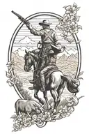 country western theme cowboys and nature   tattoo design idea