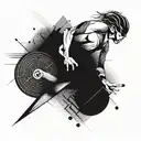 An abstract representation of speed and movement inspired by sprinting, with subtle engineering elements integrated into the design tattoo design idea