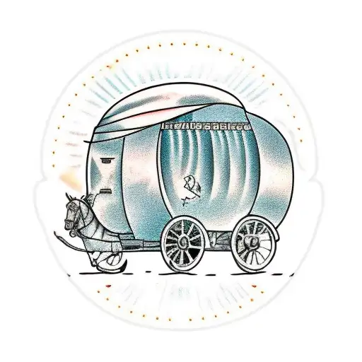 covered wagon pulled by horses  tattoo design idea